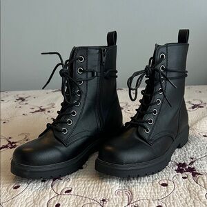 SO Black Lace-Up Combat Boots